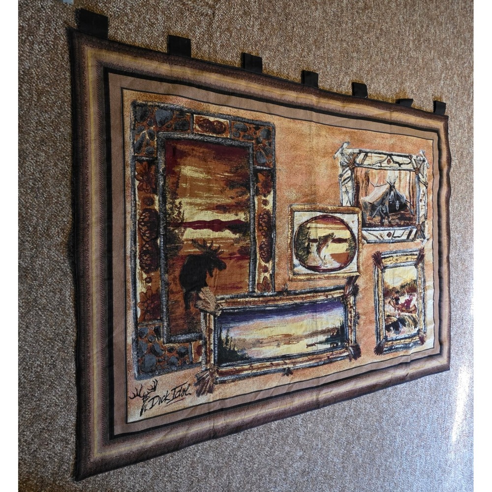 Dick Idol Cabin Hunting Wall Hanging Tapestry Rustic Lodge Wildlife Art
